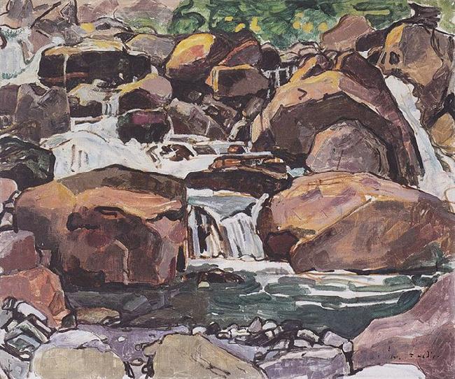 Ferdinand Hodler Bergbach bei Champery Norge oil painting art